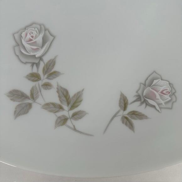 Noritake Edenrose 12.25" Oval Serving Platter Gray/Pink/White Roses VTG - Picture 4 of 12